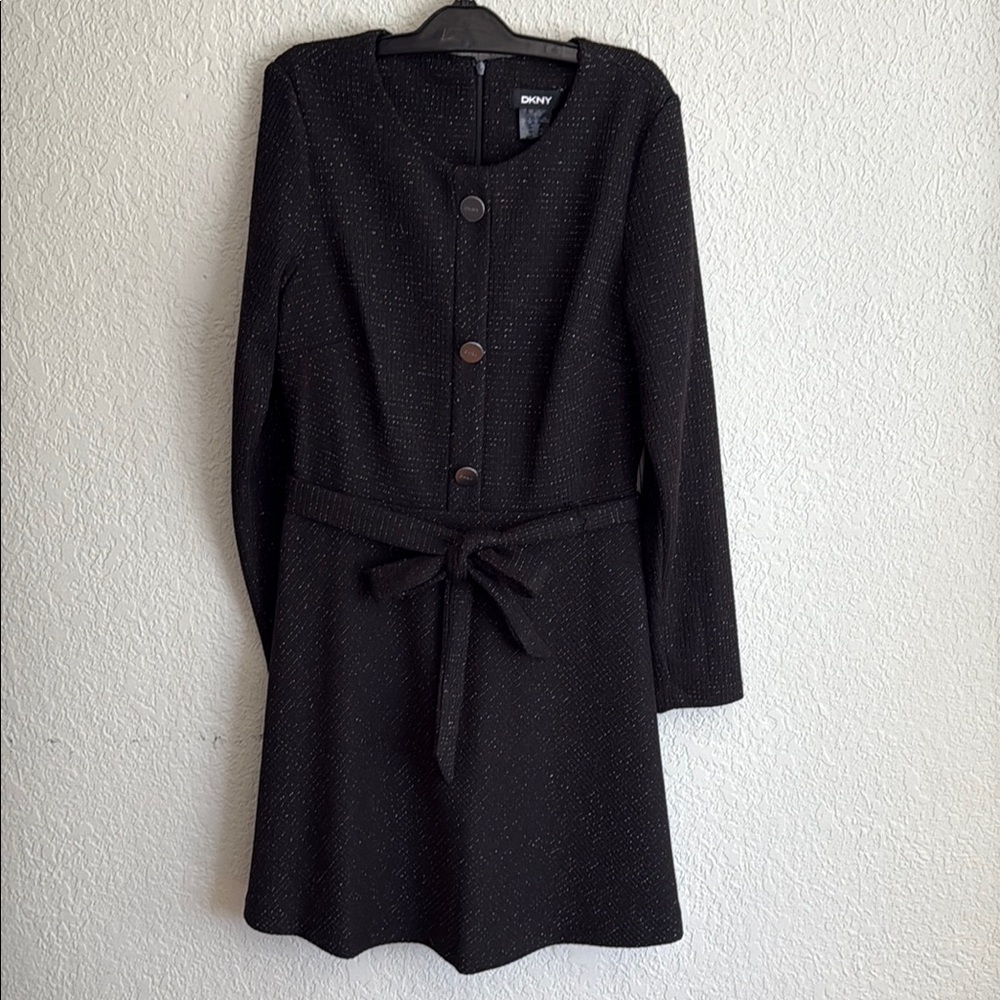 DKNY Black Long Sleeve Dress with silver accents